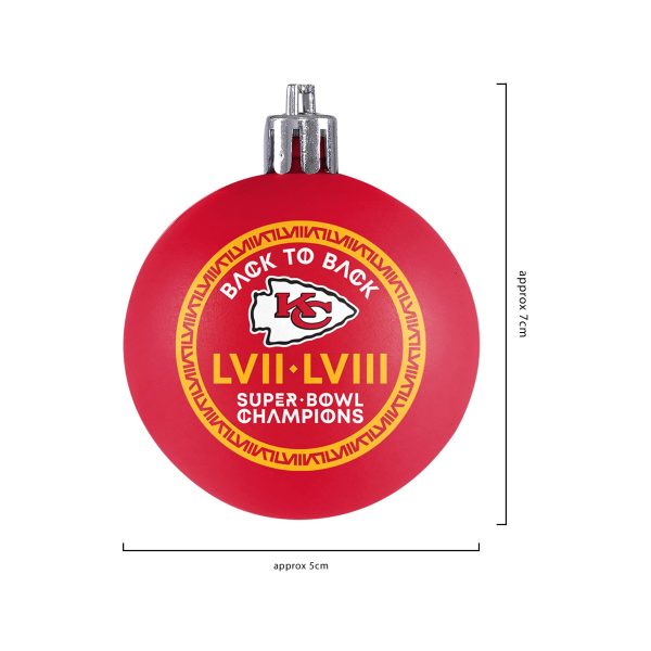 Kansas City Chiefs NFL Super Bowl LVIII Champions 12 Pack Plastic Ball Ornament Set Online Sale - Image 3