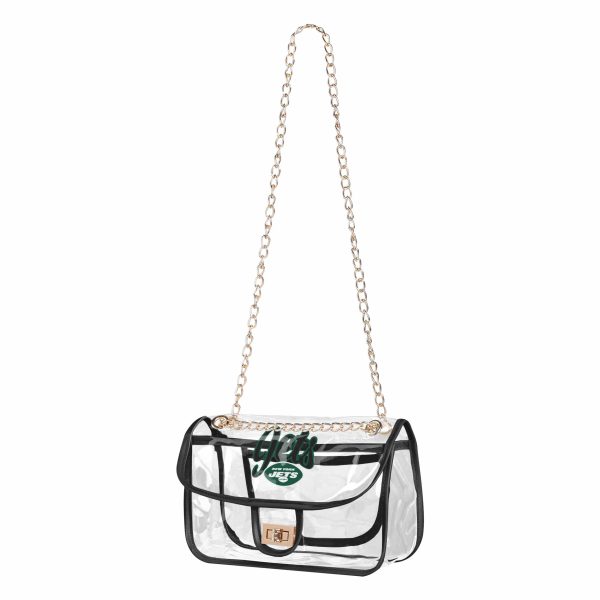 New York Jets NFL Clear Crossbody Chain Bag For Sale - Image 2