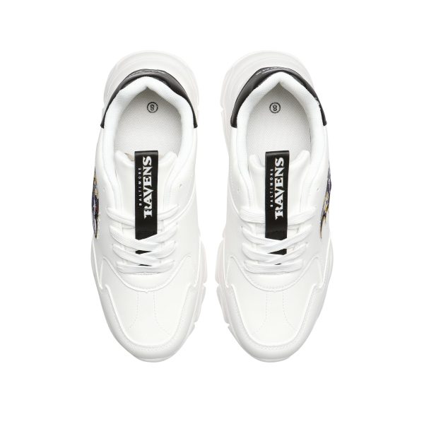 Baltimore Ravens NFL Womens Glitter Big Logo Vintage White Chunky Sneaker For Cheap - Image 4