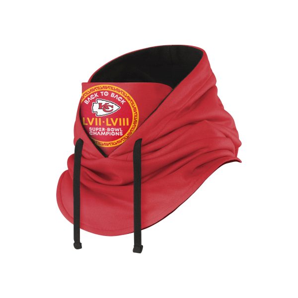 Kansas City Chiefs NFL Super Bowl LVIII Champions Drawstring Hooded Gaiter Discount - Image 2